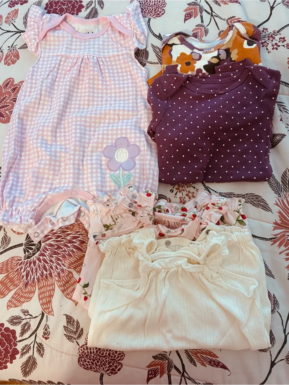 Bundle Set of 5 pieces. The two Carter onesies are long sleeves.